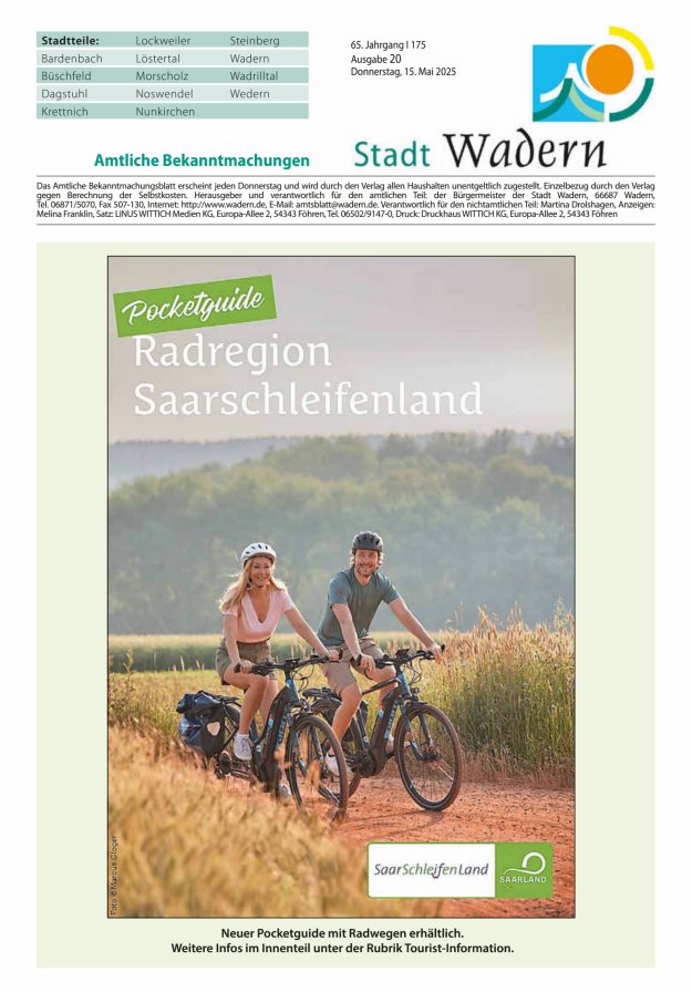 Stadt Wadern Titelblatt 20/2025