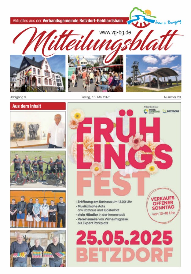 Aktuelles aus der VG Betzdorf-Gebhardshain Ausgabe Gebhardshain Titelblatt 20/2025