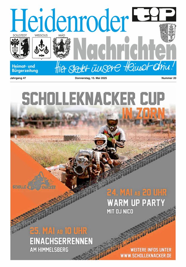 "tip" Heidenroder Nachrichten Titelblatt 20/2025