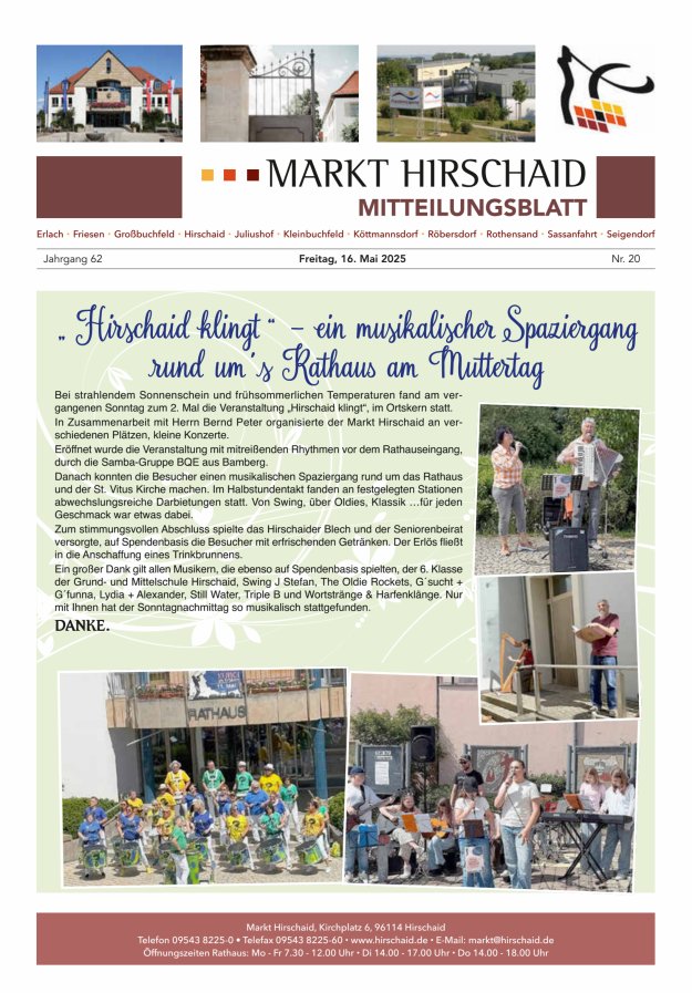 Mitteilungsblatt Markt Hirschaid Titelblatt 20/2025