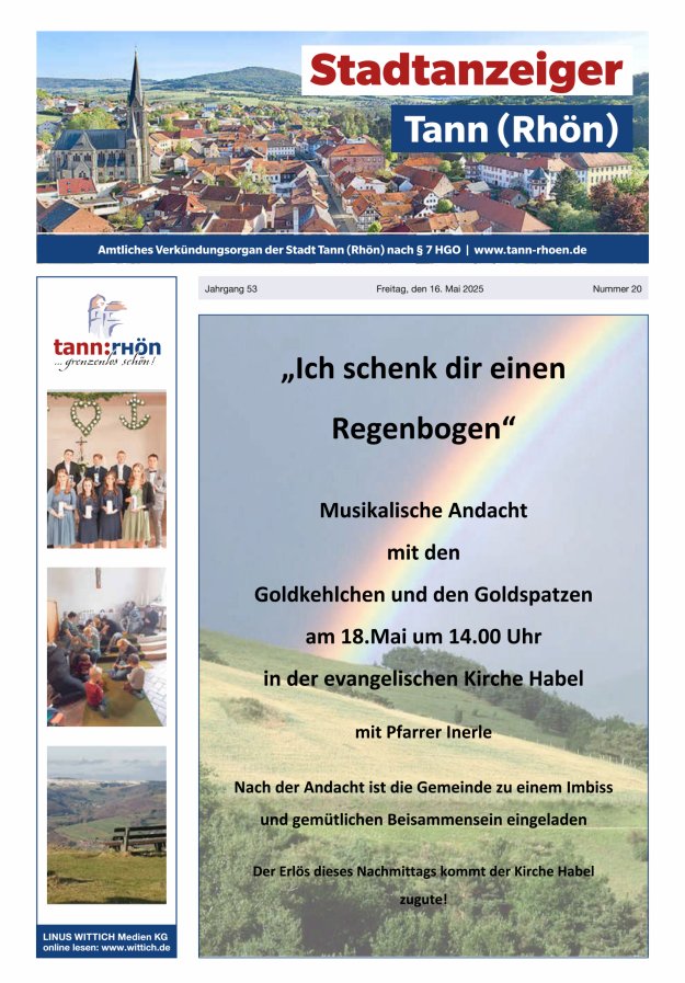 Stadtanzeiger Tann (Rhön) Titelblatt 20/2025