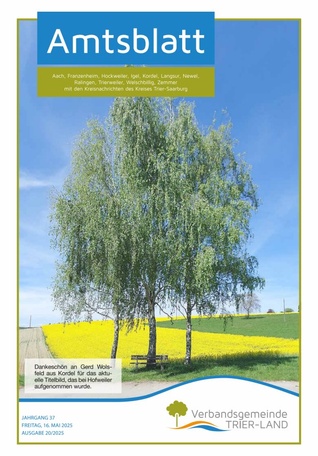 Amtsblatt VG Trier-Land Titelblatt 20/2025