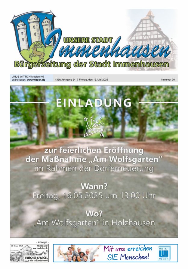 Unsere Stadt Immenhausen Titelblatt 20/2025