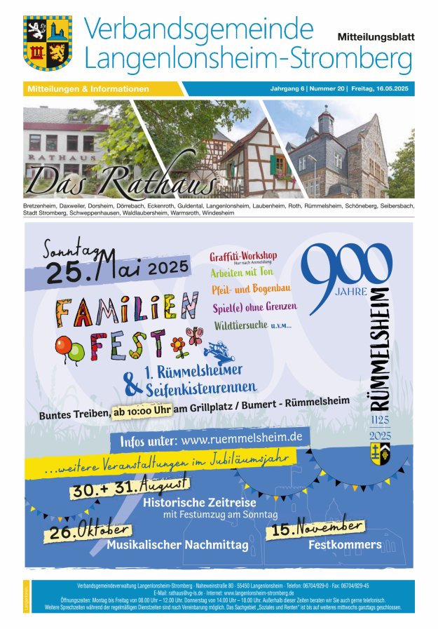 Das Rathaus - MTB d VG Langenlonsheim-Stromberg Titelblatt 20/2025