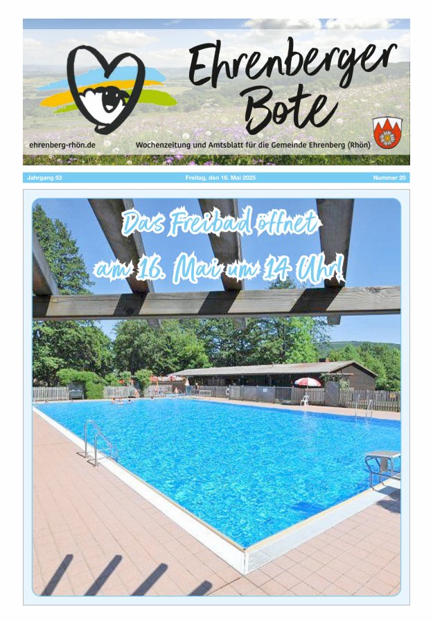 Ehrenberger Bote Titelblatt 20/2025