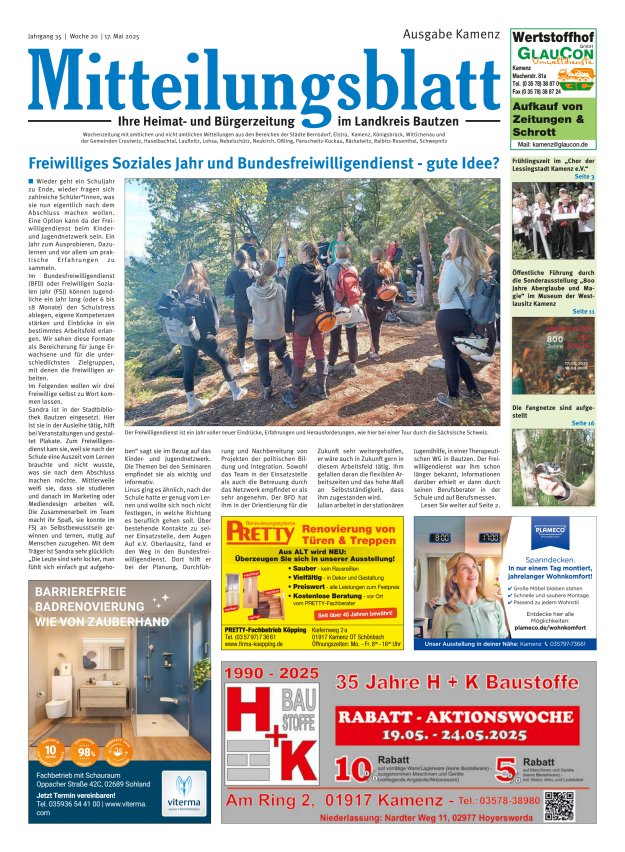 Mitteilungsblatt LK Bautzen Ausgabe Kamenz Titelblatt 19/2025
