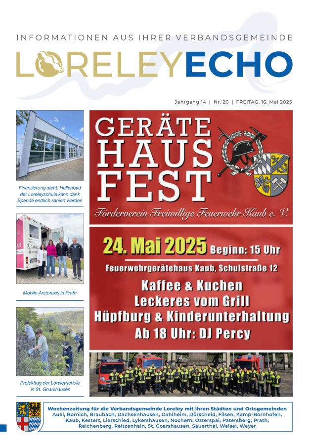 Loreley-Echo - Mitteilungsblatt der Verbandsgemeinde Loreley (Braubach) Titelblatt 20/2025