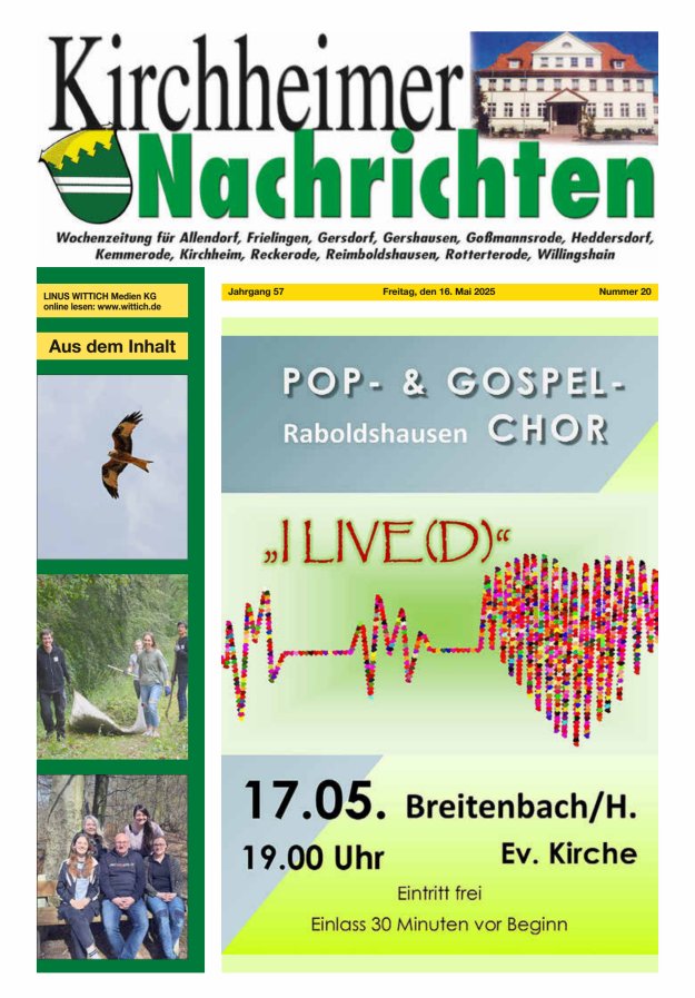 Kirchheimer Nachrichten Titelblatt 20/2025