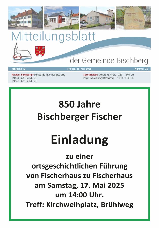 Mitteilungsblatt der Gemeinde Bischberg Titelblatt 20/2025
