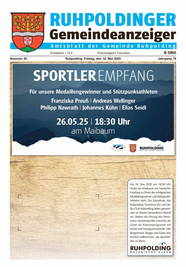 Ruhpoldinger Gemeindeanzeiger Titelblatt 20/2025
