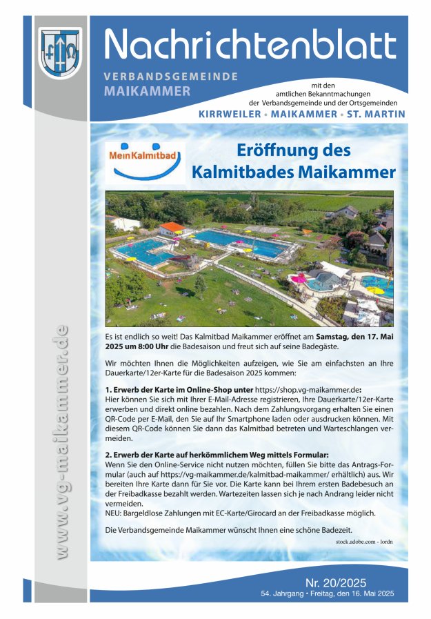 Nachrichtenblatt VG Maikammer Titelblatt 20/2025