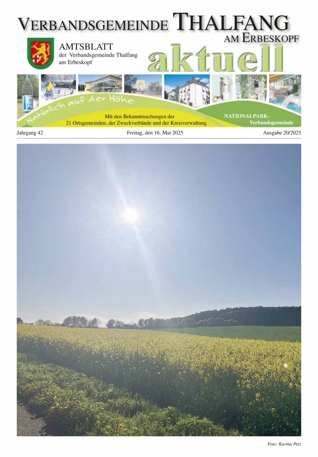 Thalfang aktuell - Amtsblatt VG Thalfang Titelblatt 20/2025