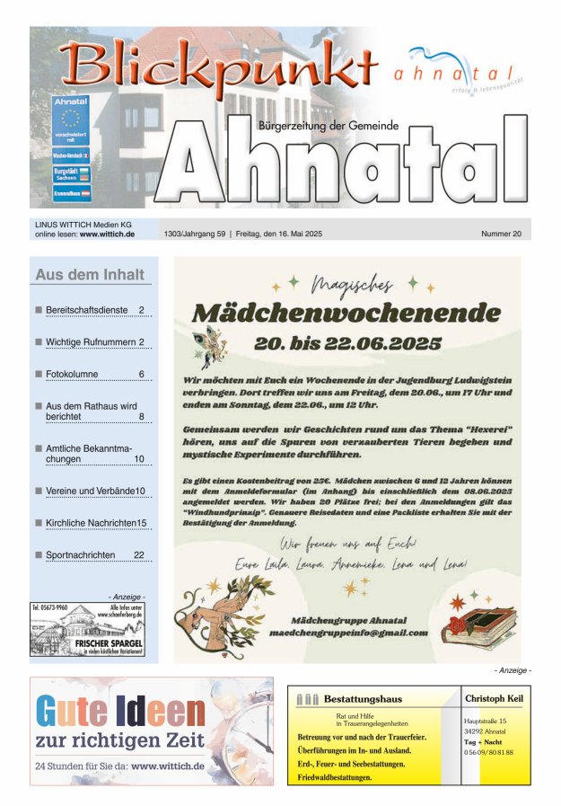 Blickpunkt Ahnatal Titelblatt 20/2025