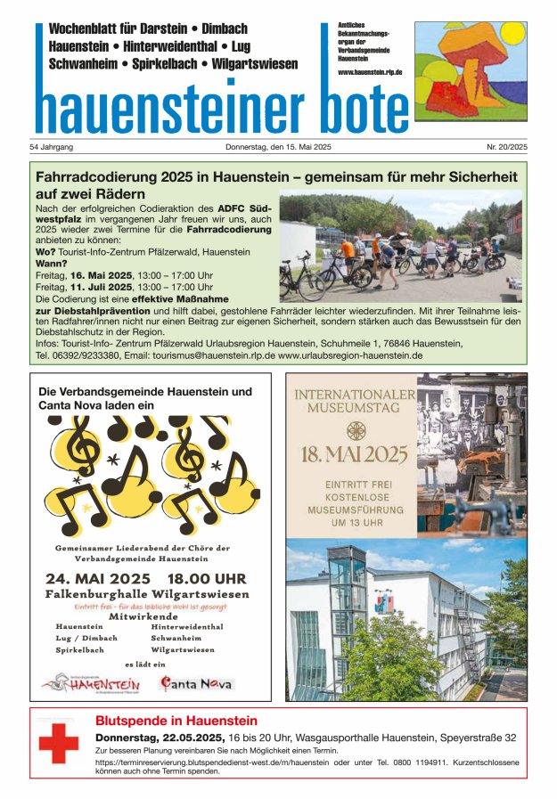 Hauensteiner Bote Titelblatt 20/2025