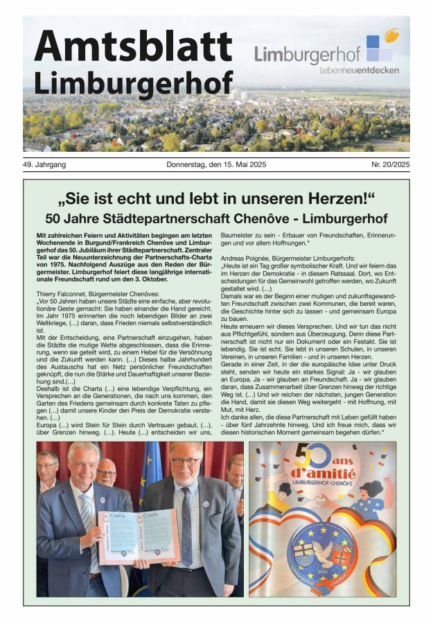 Amtsblatt Limburgerhof Titelblatt 20/2025