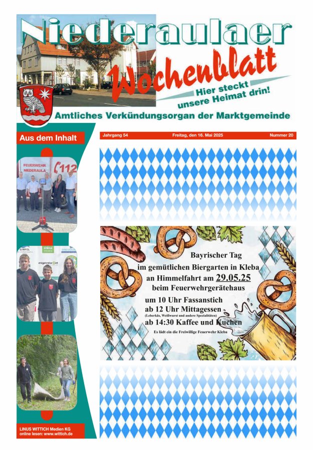 Niederaulaer Wochenblatt Titelblatt 20/2025