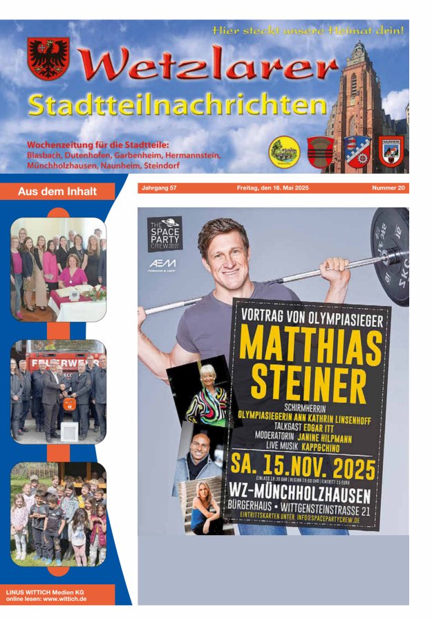 Wetzlarer Stadtteilnachrichten Titelblatt 20/2025
