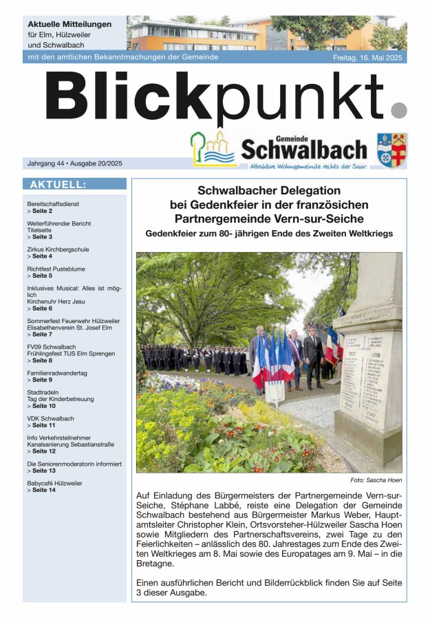Blickpunkt Schwalbach Titelblatt 20/2025