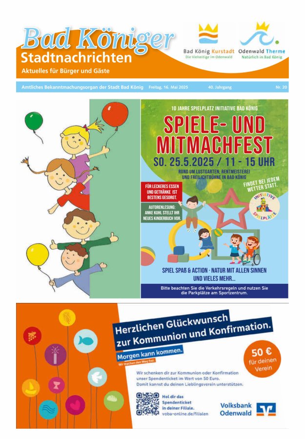 Bad Königer Stadtnachrichten und Badeblatt Titelblatt 20/2025