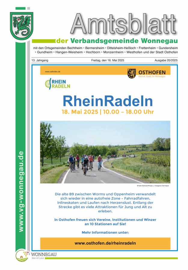 Amtsblatt VG Wonnegau Titelblatt 20/2025