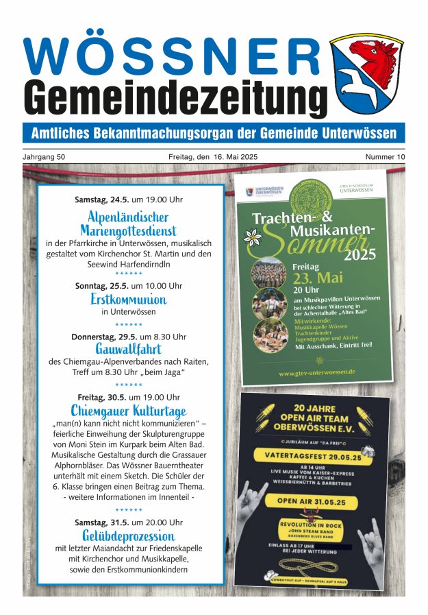 Wössner Gemeindezeitung Amtliches Bekanntmachungsorgan der Gemeinde Unterwössen Titelblatt 10/2025