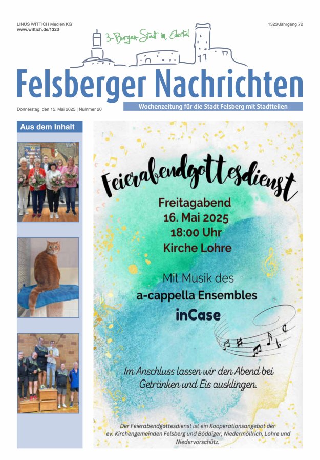 Felsberger Nachrichten Titelblatt 20/2025