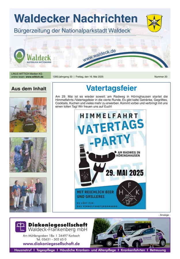 Waldecker Nachrichten Titelblatt 20/2025