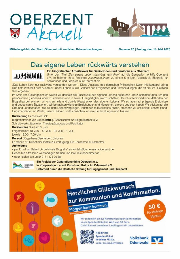 Oberzent aktuell Titelblatt 20/2025