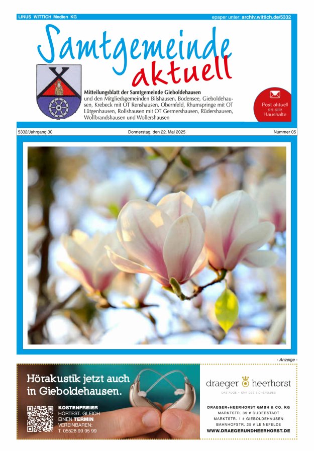Samtgemeinde aktuell Gieboldehausen Titelblatt 05/2025