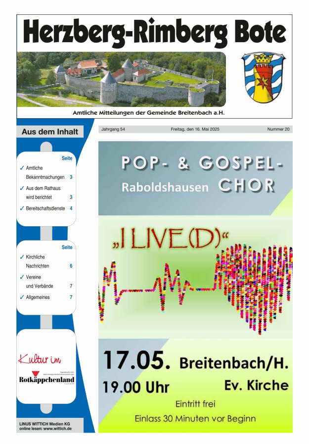 Herzberg-Rimberg Bote Titelblatt 20/2025
