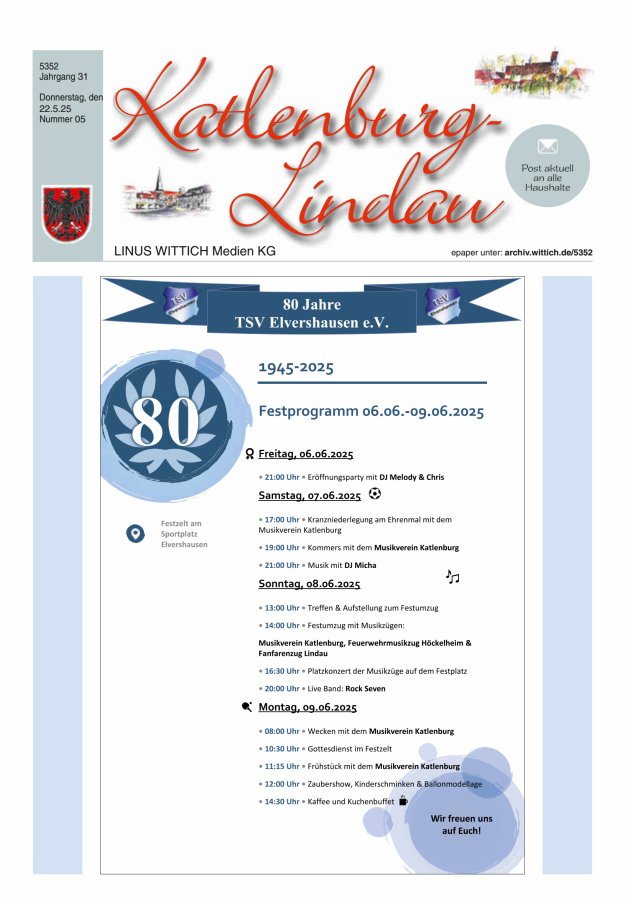 Blickpunkt Katlenburg Lindau Titelblatt 05/2025