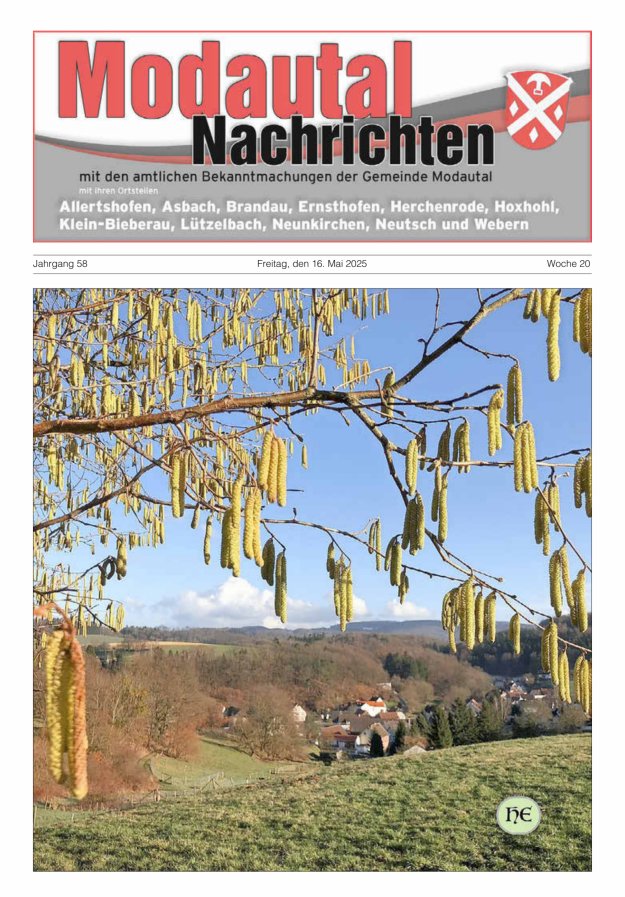 Modautal-Nachrichten Titelblatt 20/2025