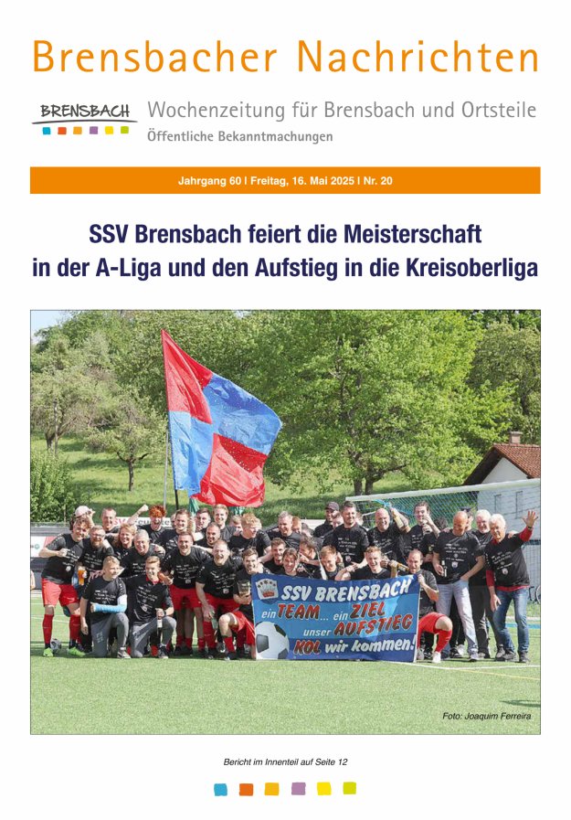 Brensbacher Nachrichten Titelblatt 20/2025