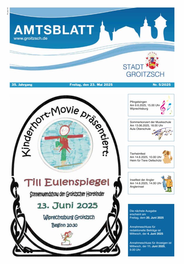 Amtsblatt Stadt Groitzsch Titelblatt 05/2025