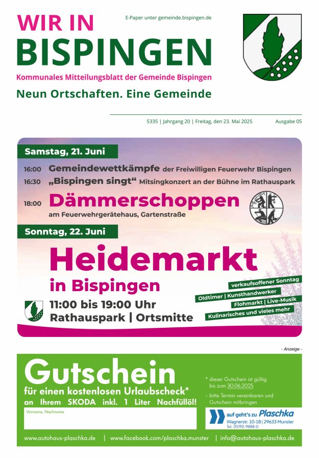 Wir in Bispingen Titelblatt 05/2025