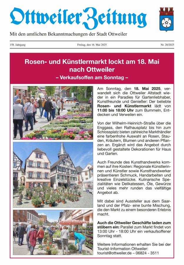 Ottweiler Zeitung Titelblatt 20/2025