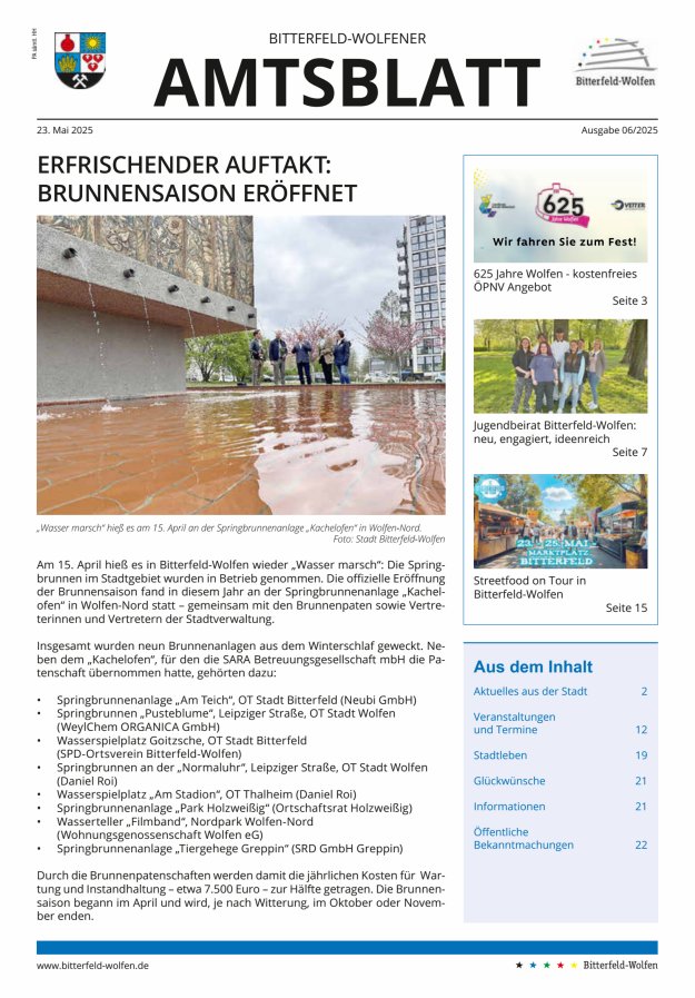 Bitterfeld-Wolfener Amtsblatt Titelblatt 06/2025