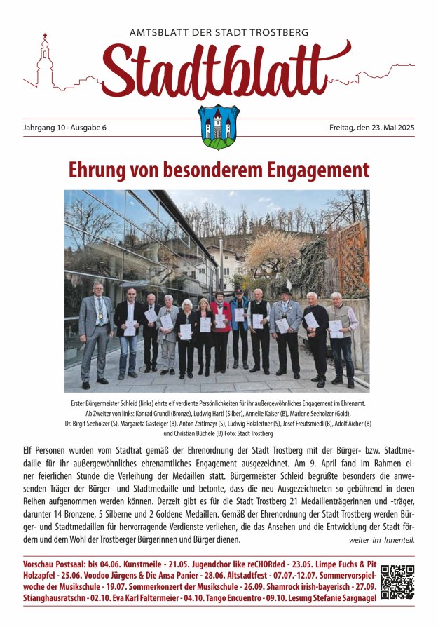 Stadtblatt Trostberg an der Alz Titelblatt 05/2025