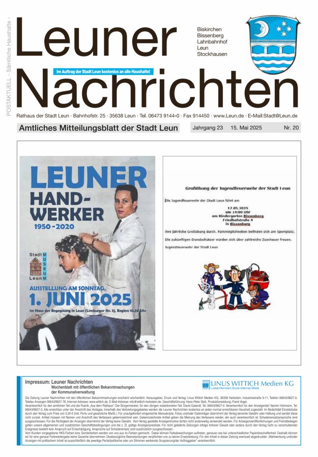 Leuner Nachrichten Titelblatt 20/2025