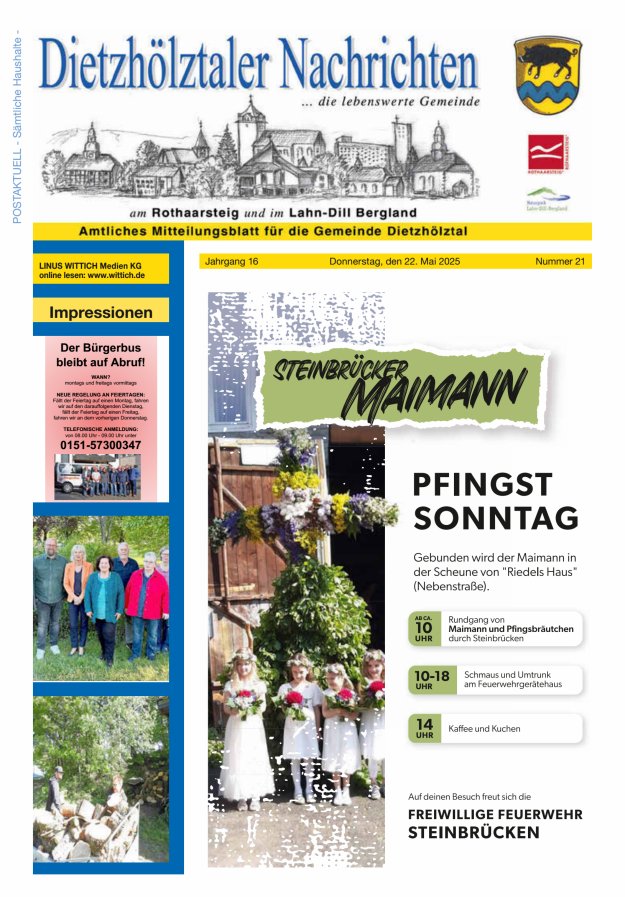 Dietzhölztaler Nachrichten Titelblatt 21/2025