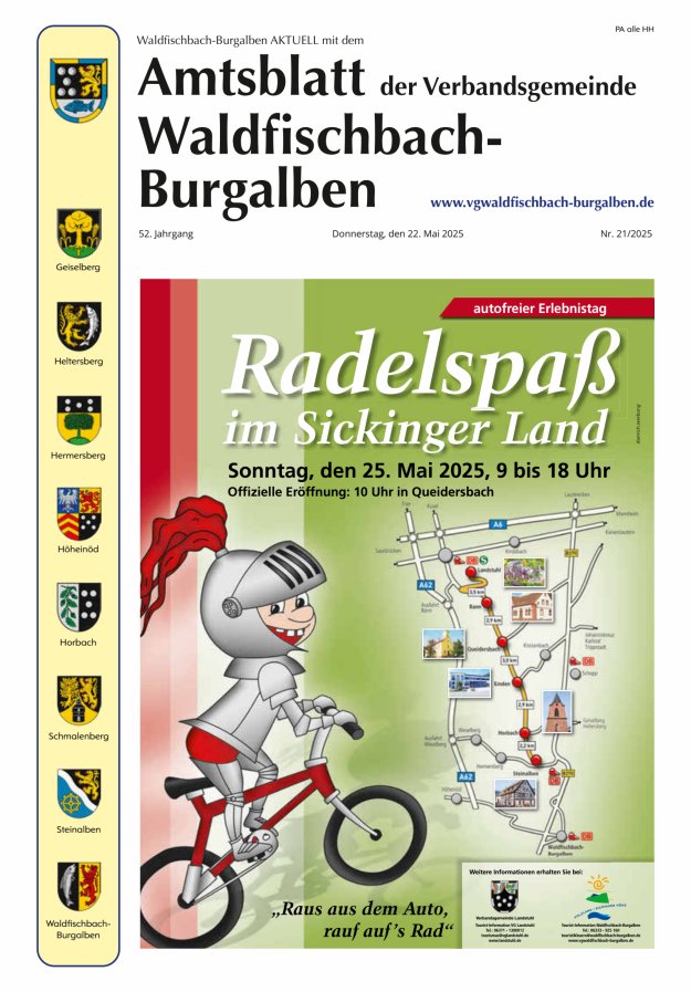 Amtsblatt der Verbandsgemeinde Waldfischbach-Burgalben Titelblatt 21/2025