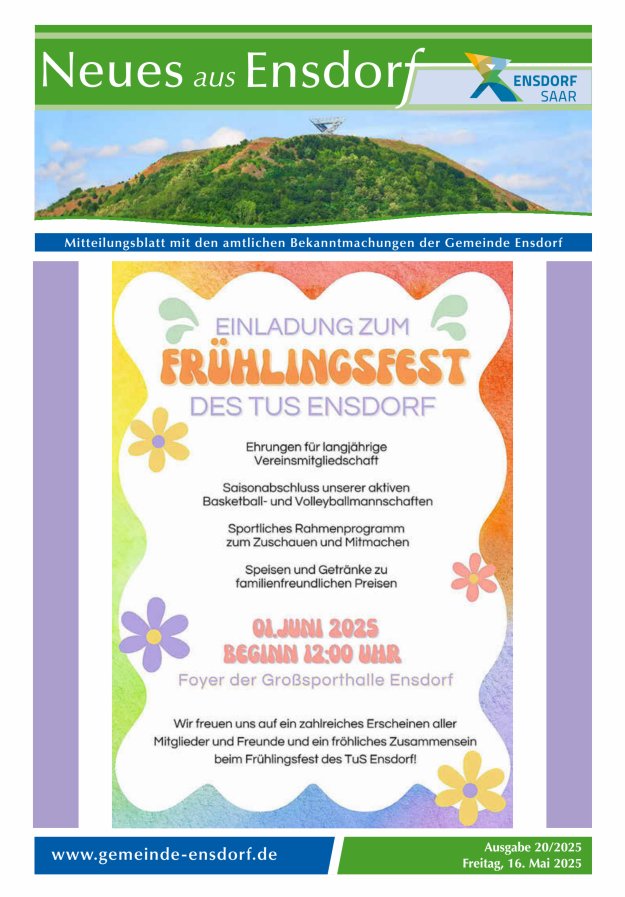Neues aus Ensdorf Titelblatt 20/2025