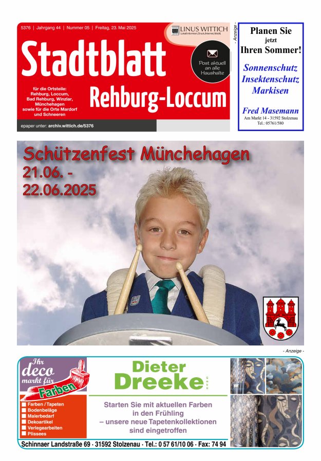 Stadtblatt Rehburg-Loccum Titelblatt 05/2025