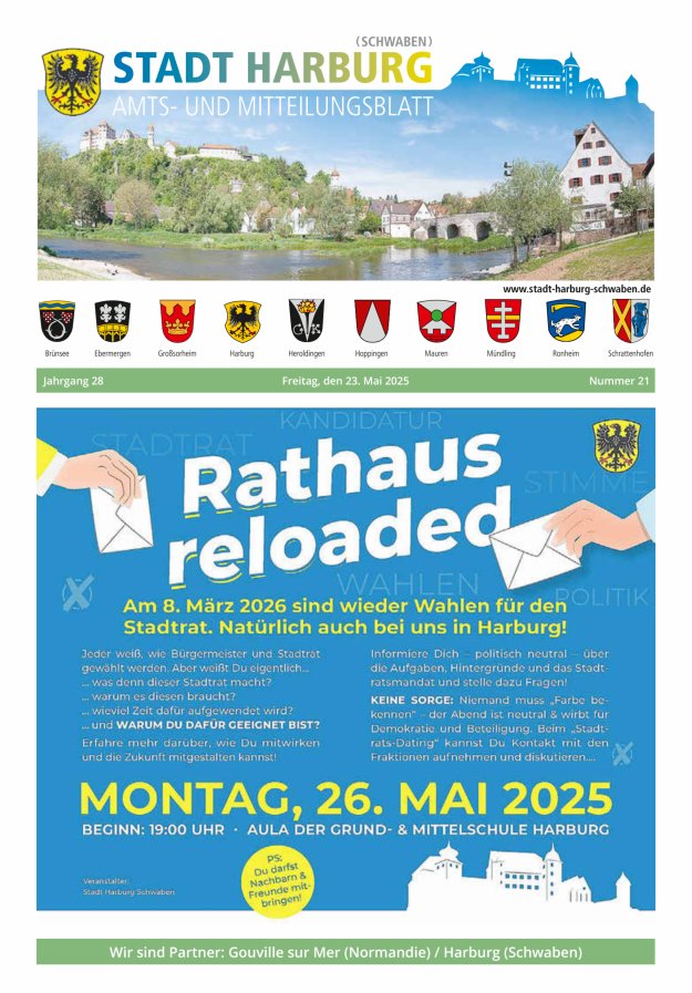 Amts- und Mitteilungsblatt der Stadt Harburg Titelblatt 21/2025