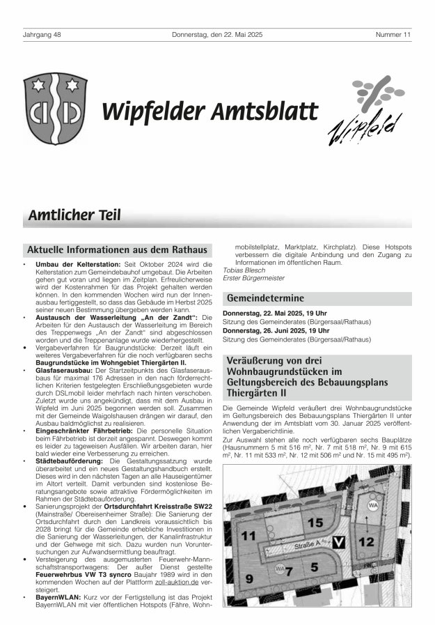 Wipfelder Amtsblatt Titelblatt 11/2025