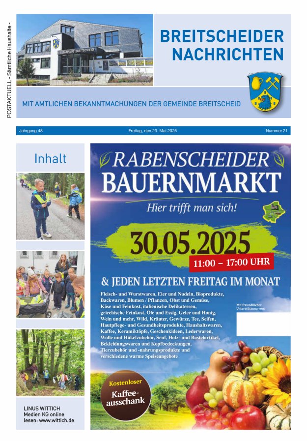 Breitscheider Nachrichten Titelblatt 21/2025