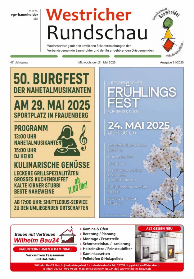 Westricher Rundschau VG Baumholder Titelblatt 21/2025