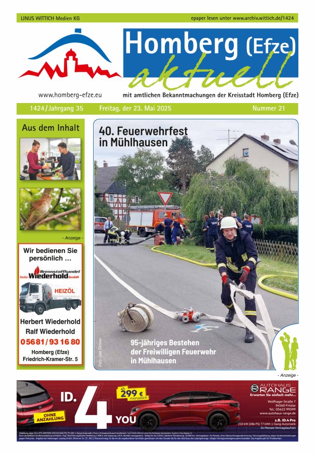 Homberg Efze aktuell Titelblatt 21/2025