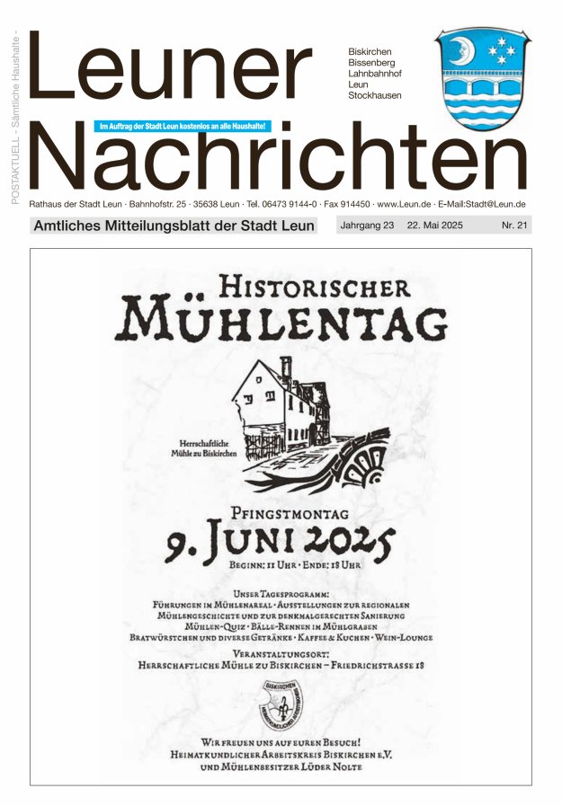 Leuner Nachrichten Titelblatt 21/2025