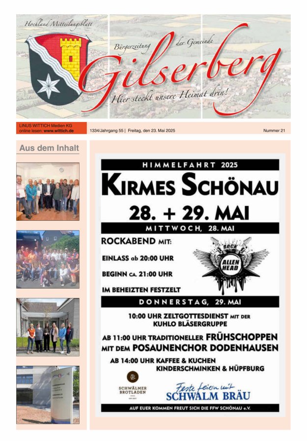 Hochland Mitteilungsblatt Gilserberg Titelblatt 21/2025